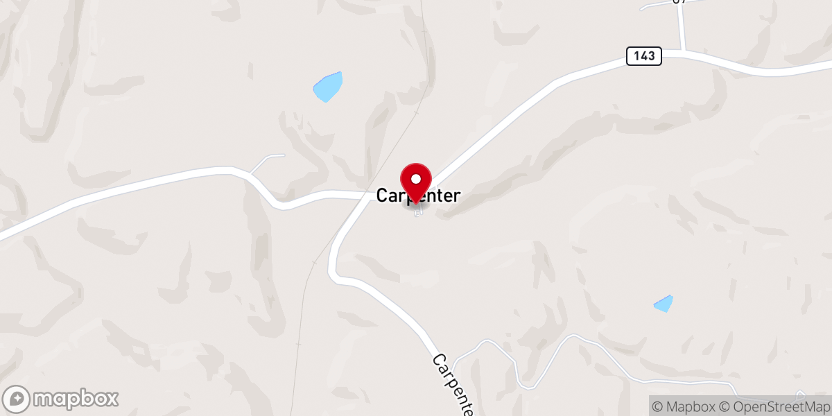 Map showing location of Carpenter Freewill Baptist Church
