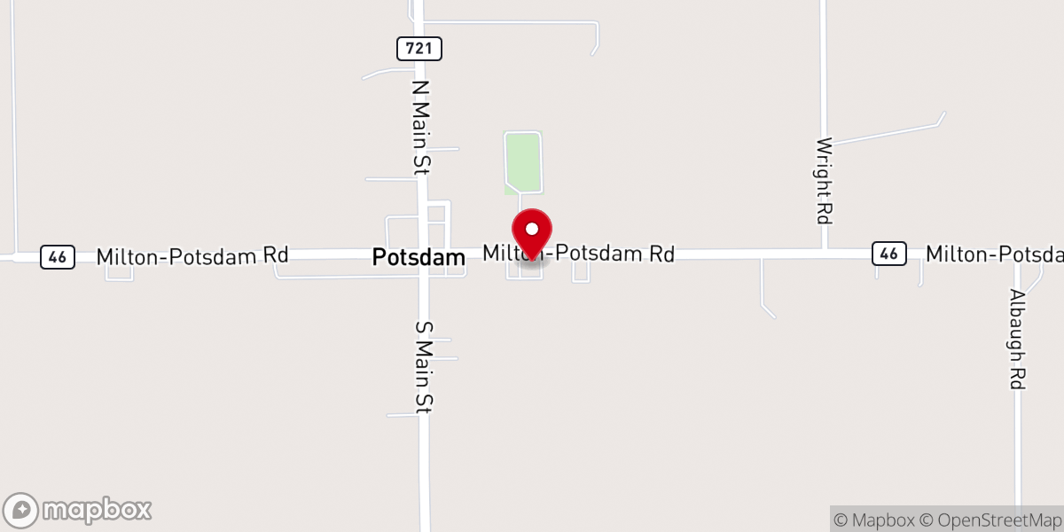 Map showing location of Potsdam Church of the Brethren