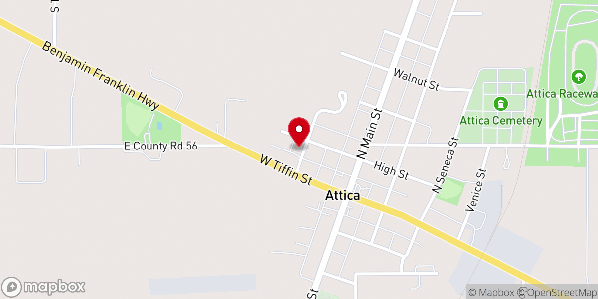 Map showing location of Attica Community Church