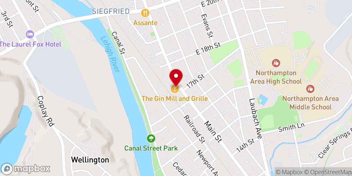Map showing location of The Gin Mill and Grille