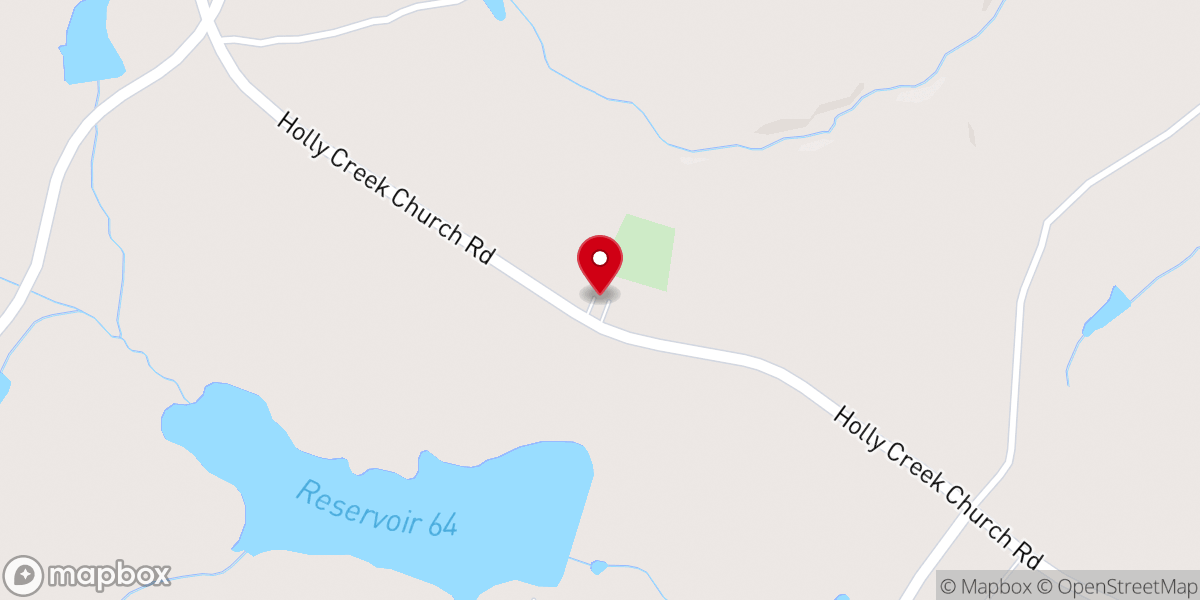 Map showing location of Holly Creek Church