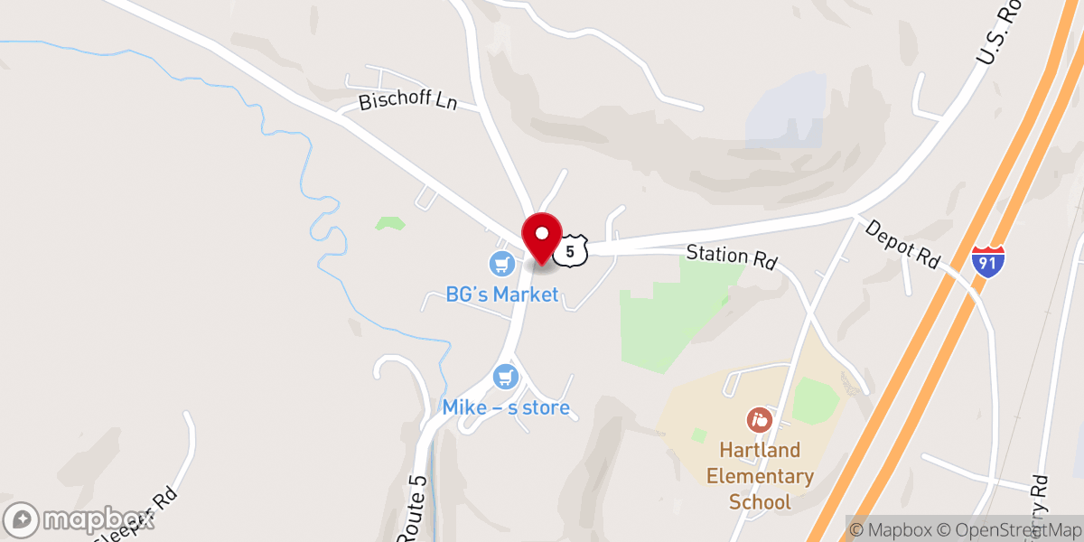 Map showing location of Hartland