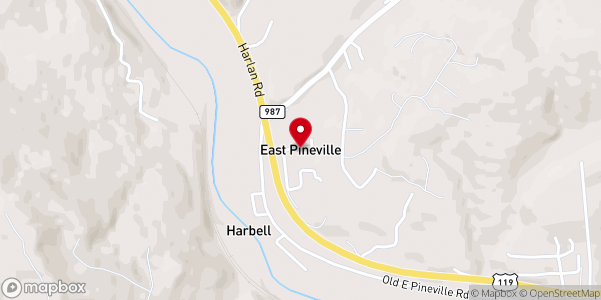 Map showing location of East Pineville