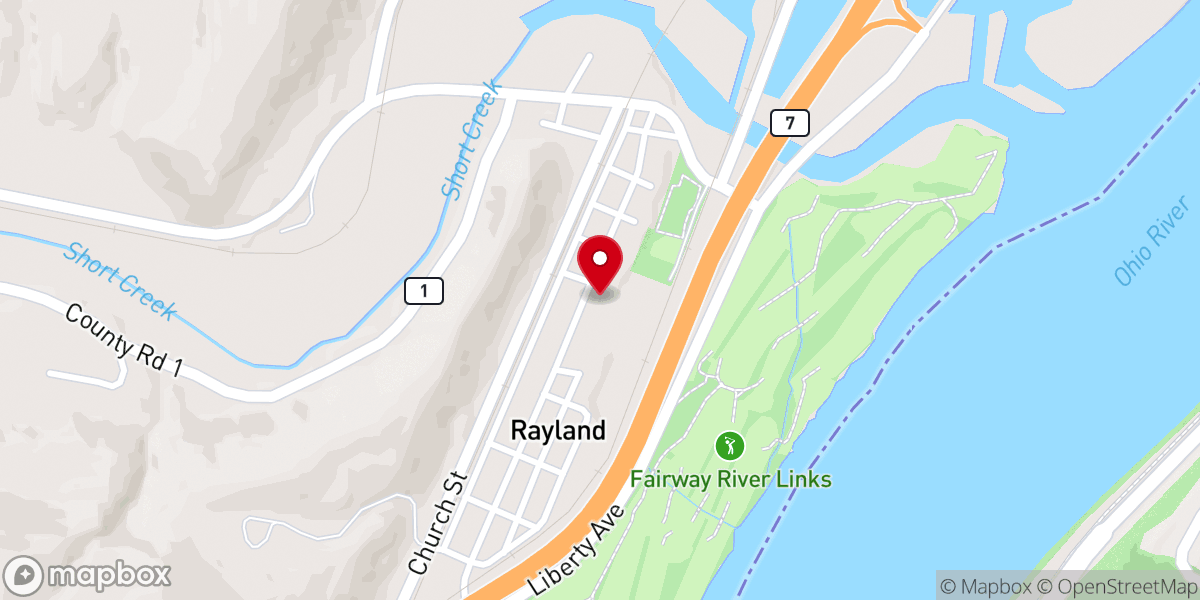 Map showing location of Rayland United Methodist Church