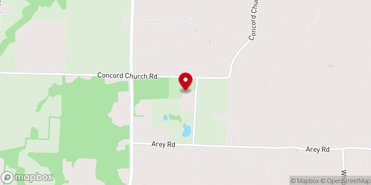 Map showing location of Concord Church