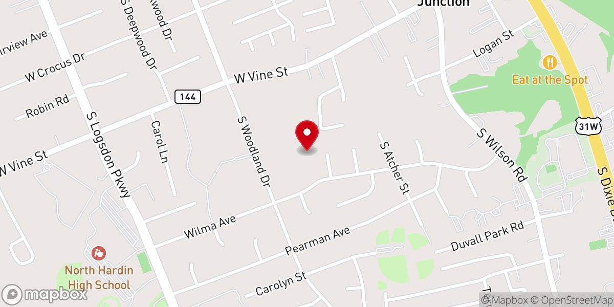 Map showing location of Stithton Baptist Church