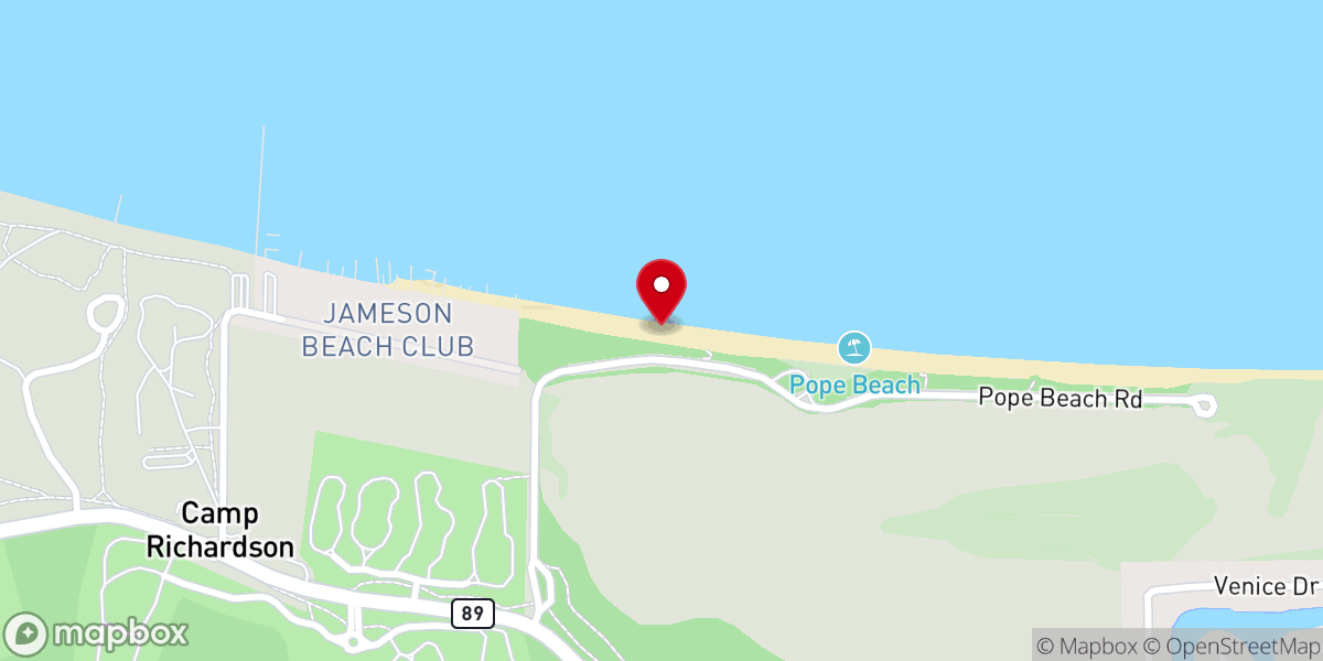 Map showing location of Pope Beach