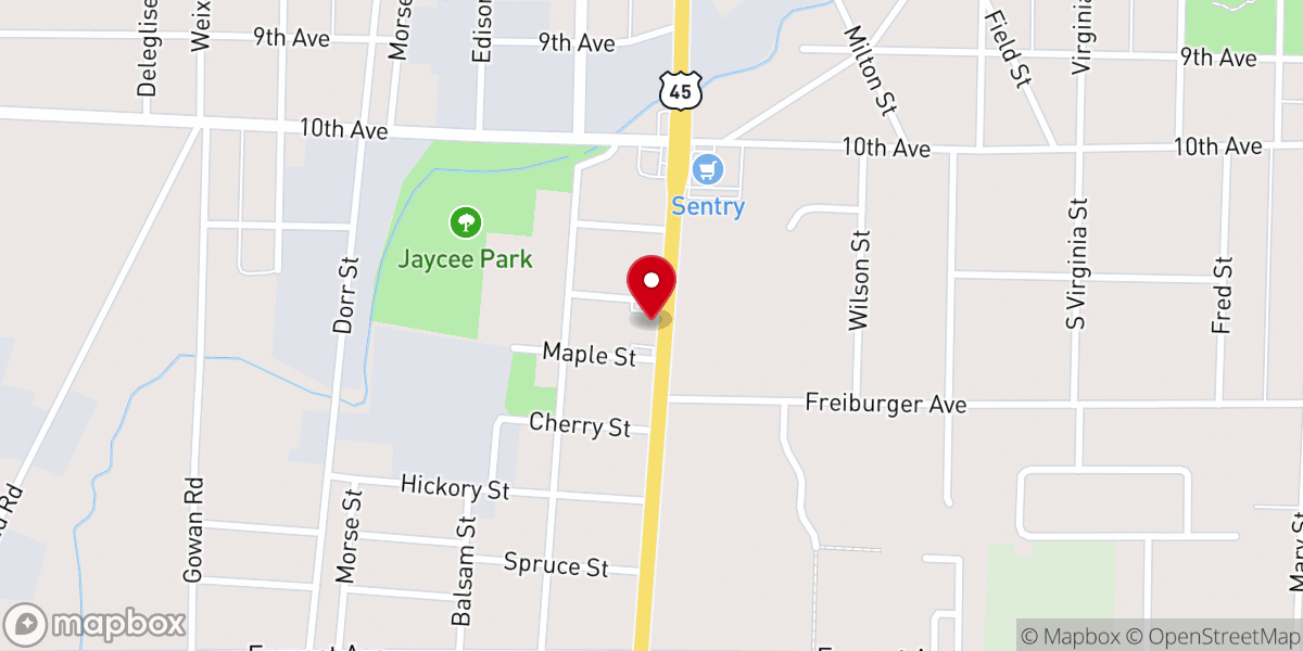 Map showing location of Calvary Lutheran Church
