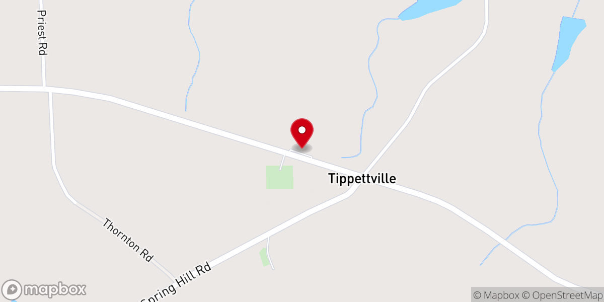 Map showing location of Tippettville Baptist Church