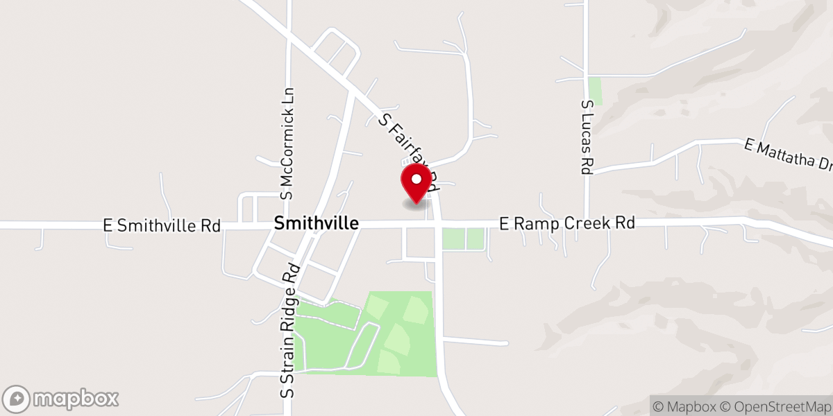 Map showing location of Smithville Christian Church
