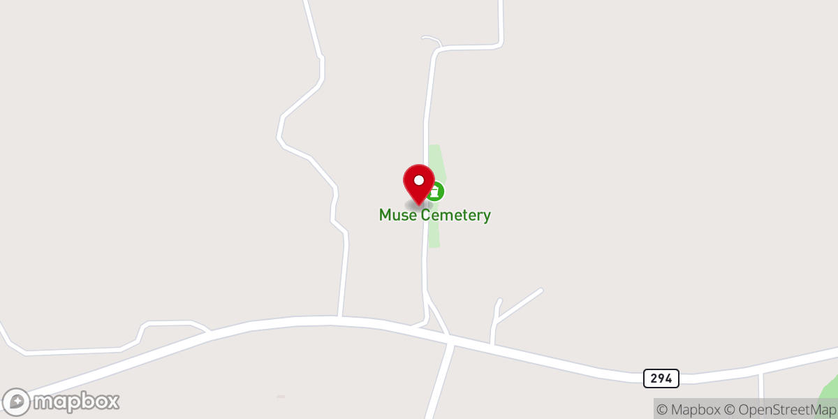 Map showing location of Muse Church
