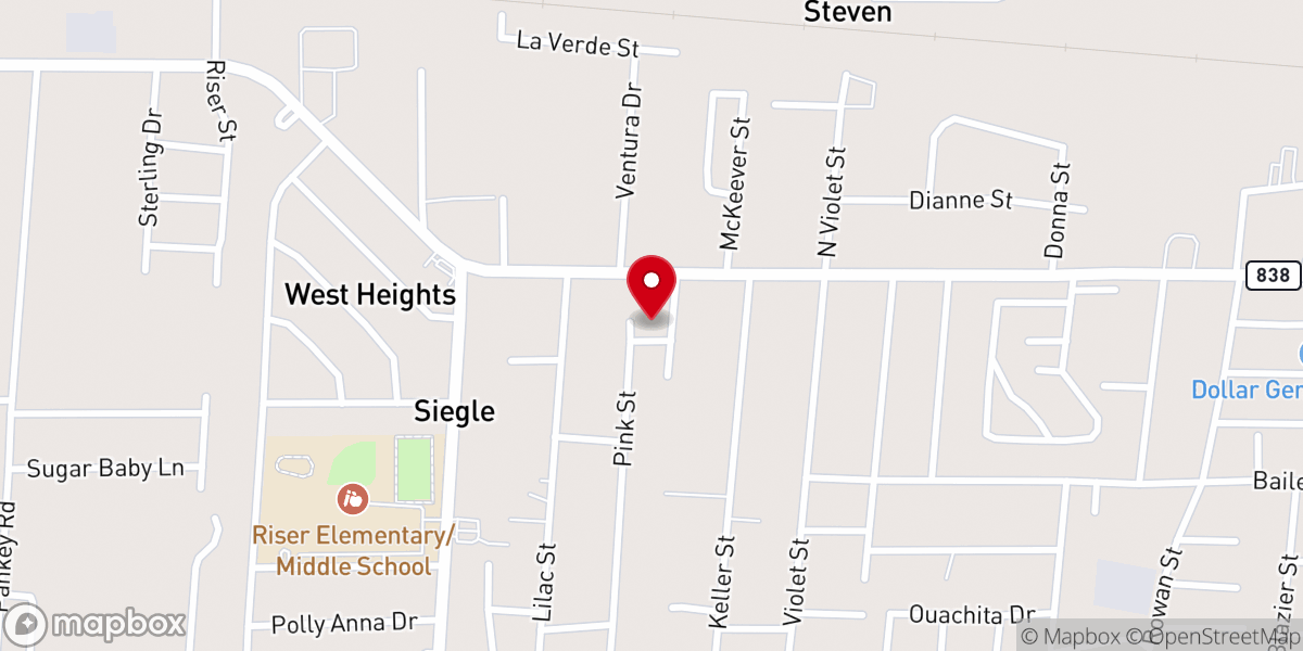 Map showing location of Seigle Community Baptist Church