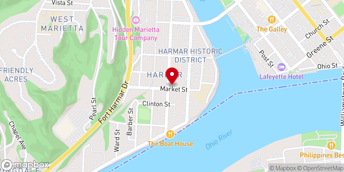 Map showing location of Fort Harmar Assembly of God