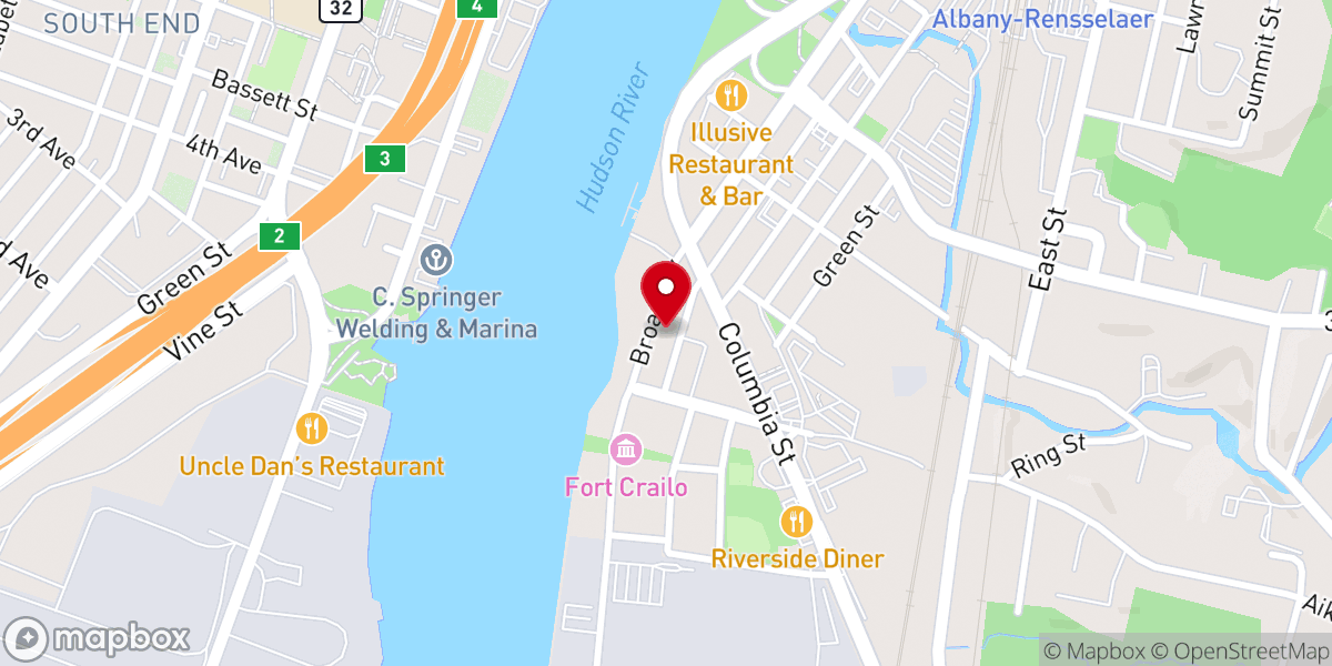 Map showing location of Rensselaer Presbyterian Church