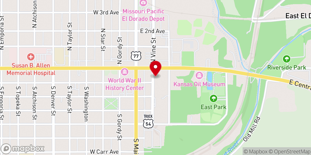 Map showing location of El Dorado Chamber of Commerce
