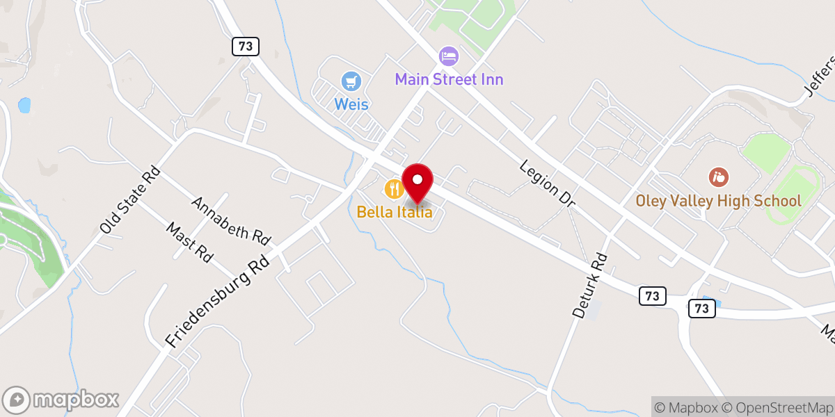 Map showing location of Friedens Lutheran Church
