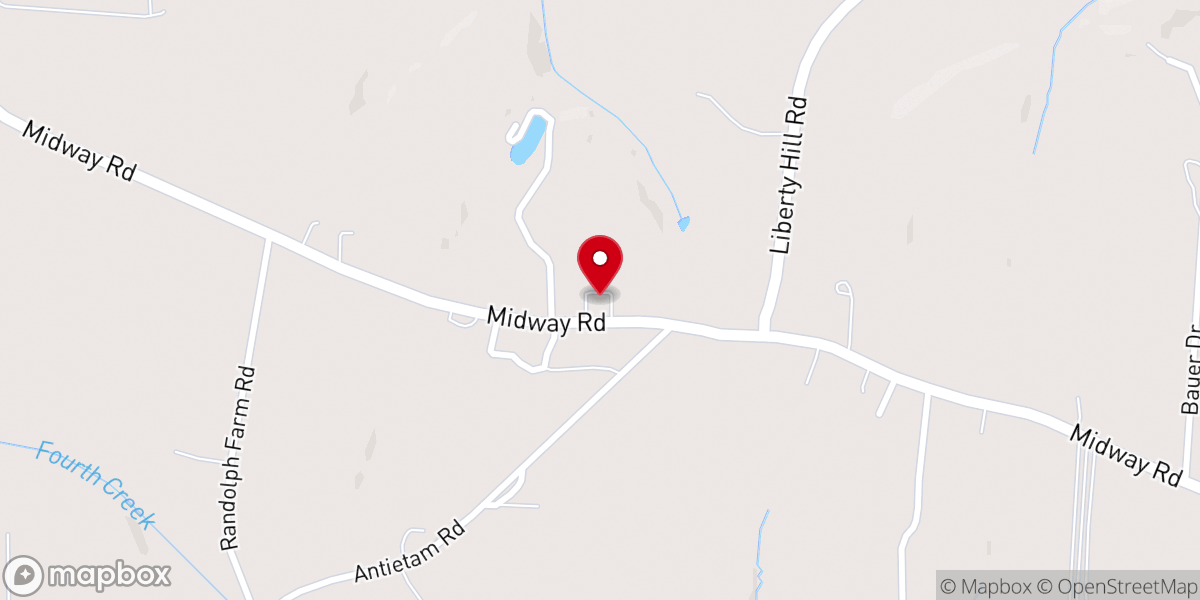Map showing location of Midway Methodist Church