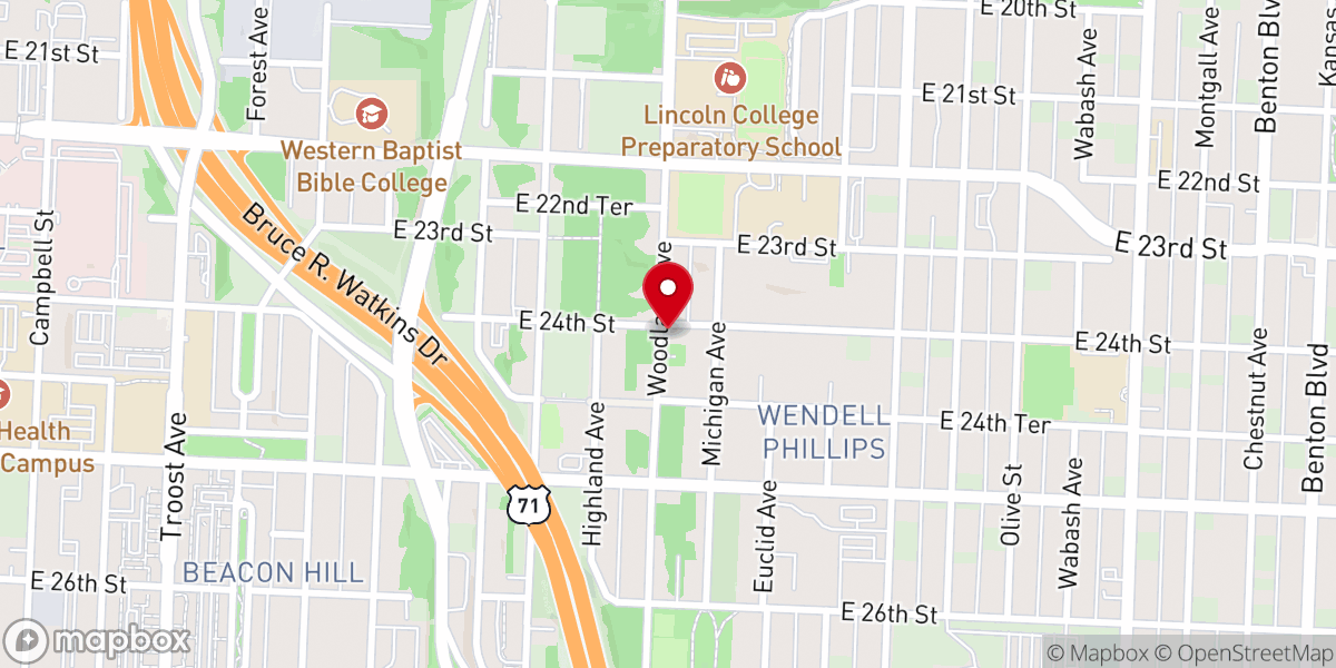 Map showing location of Starlight Non-Denominational Church