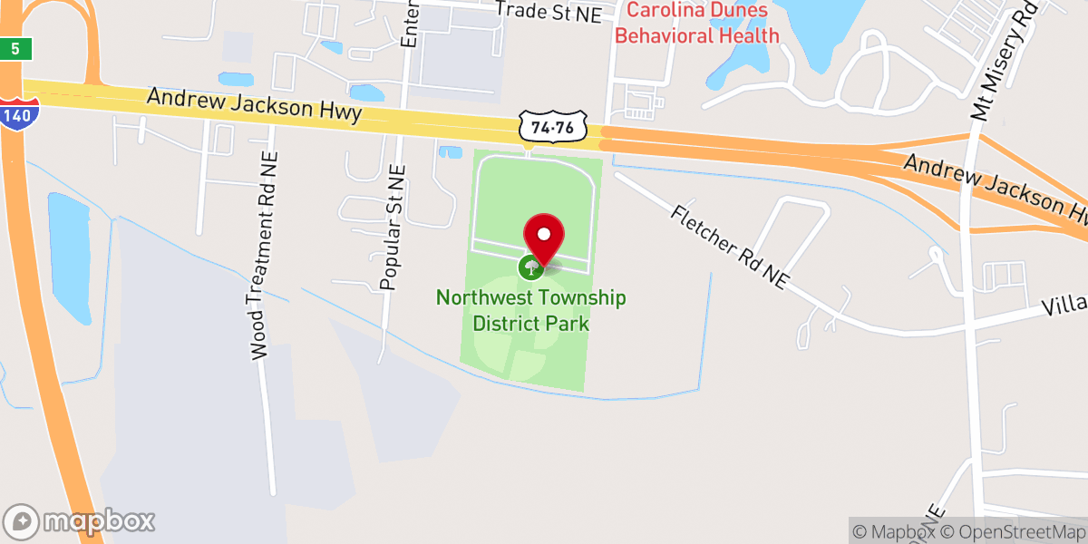 Map showing location of Northwest District Park