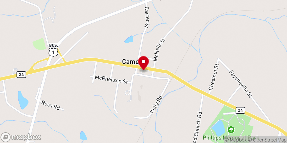 Map showing location of Cameron Methodist Church