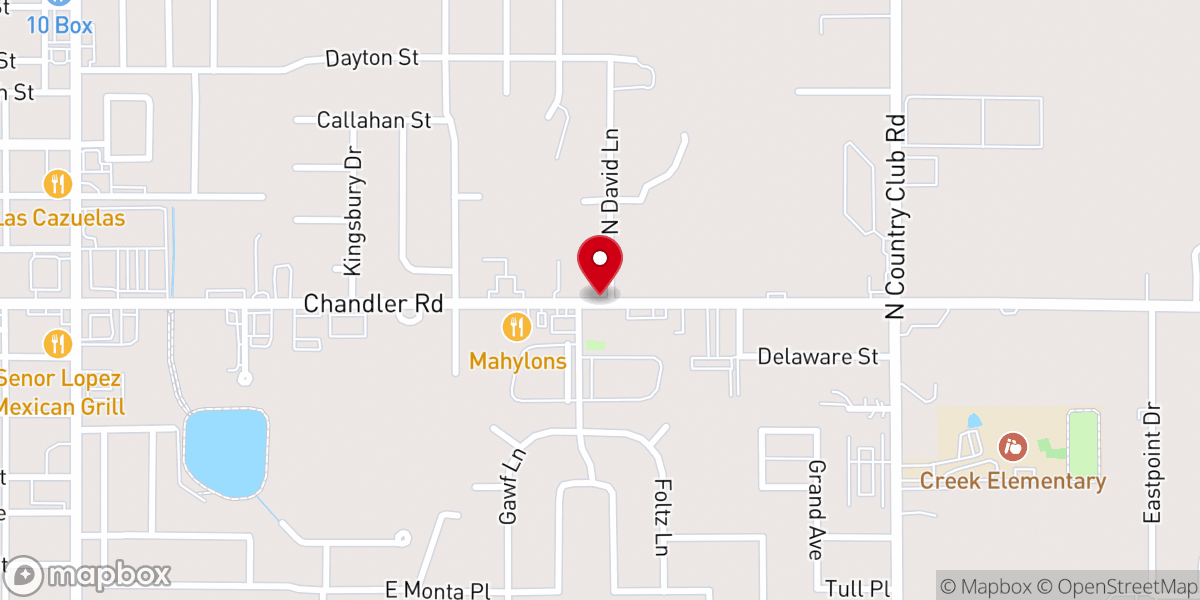 Map showing location of East Point Christian Church