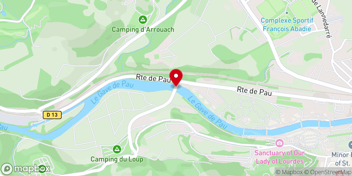 Map showing location of Sanctuaire de Lourdes