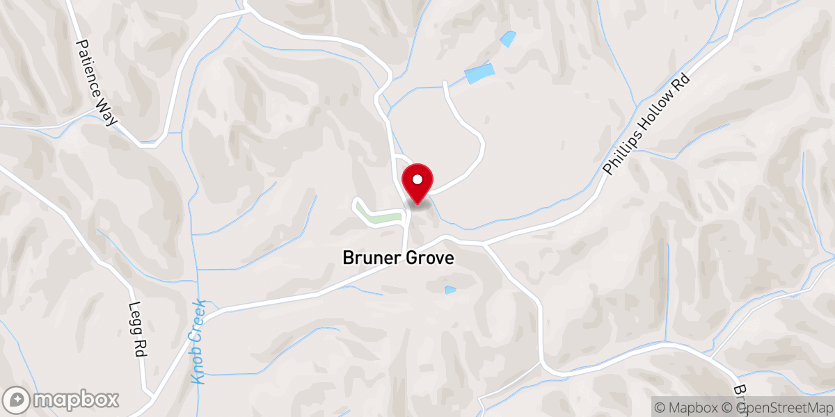Map showing location of Bruners Grove United Methodist Church
