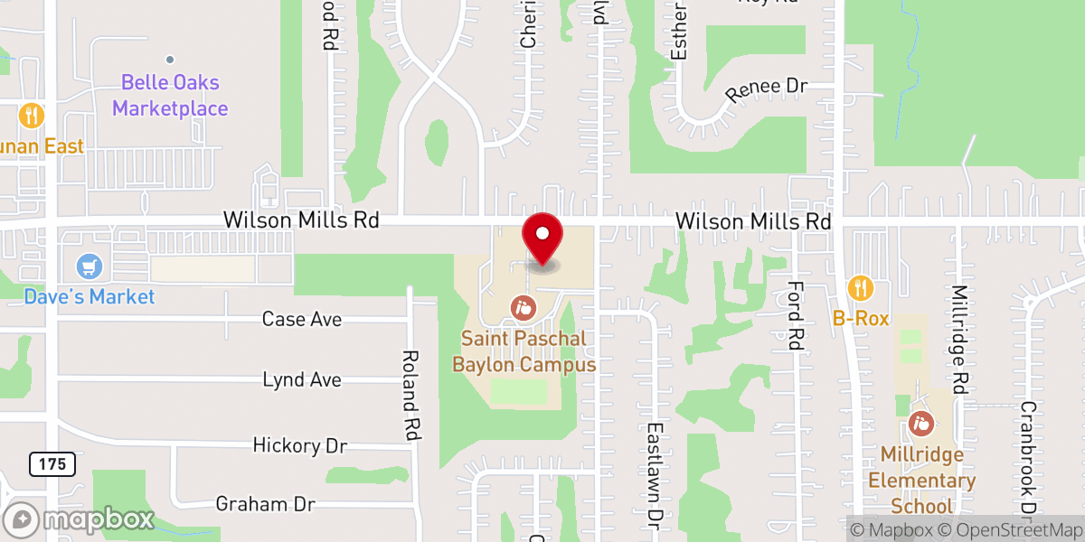 Map showing location of St Paschal Baylon Parish
