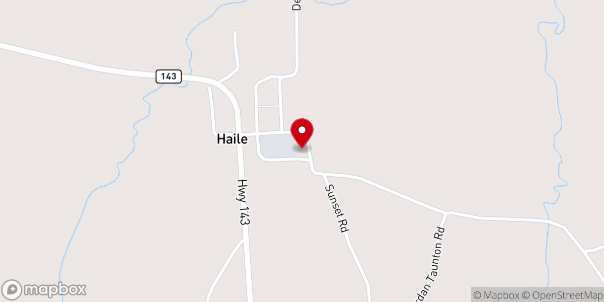 Map showing location of Haile Baptist Church