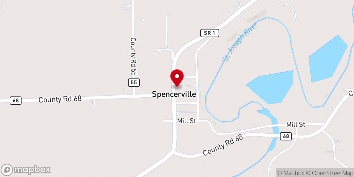 Map showing location of Spencerville Lutheran Church