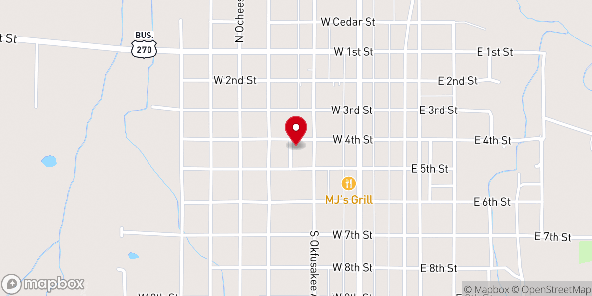 Map showing location of First Free Will Baptist Church