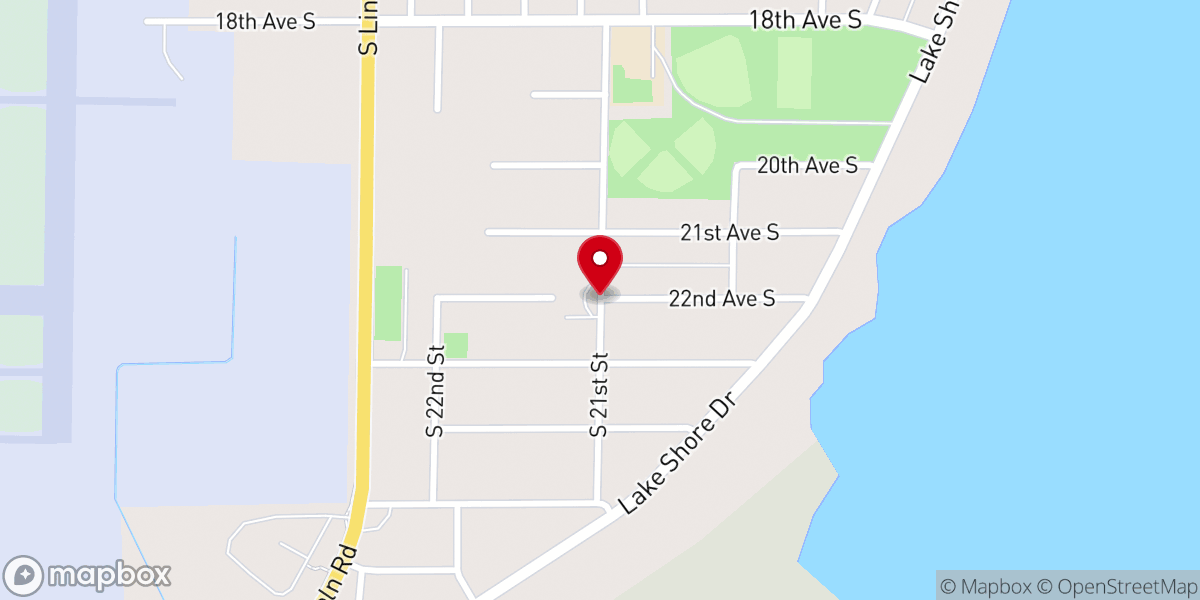 Map showing location of Lakeside Christian Church