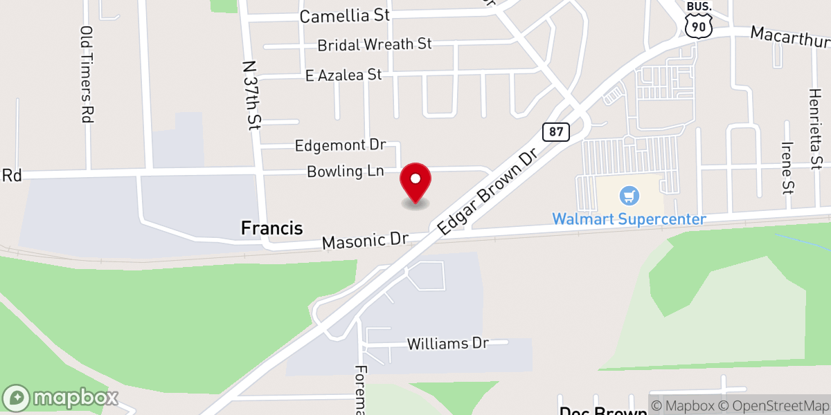 Map showing location of First United Pentecostal Church