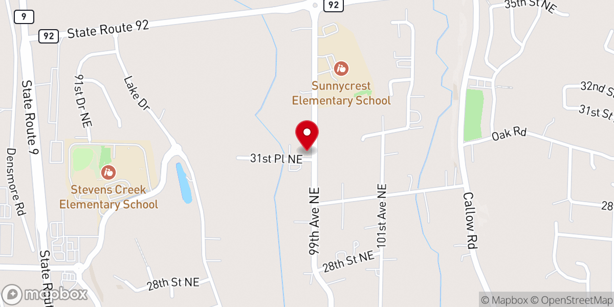 Map showing location of Lake Stevens Assembly of God