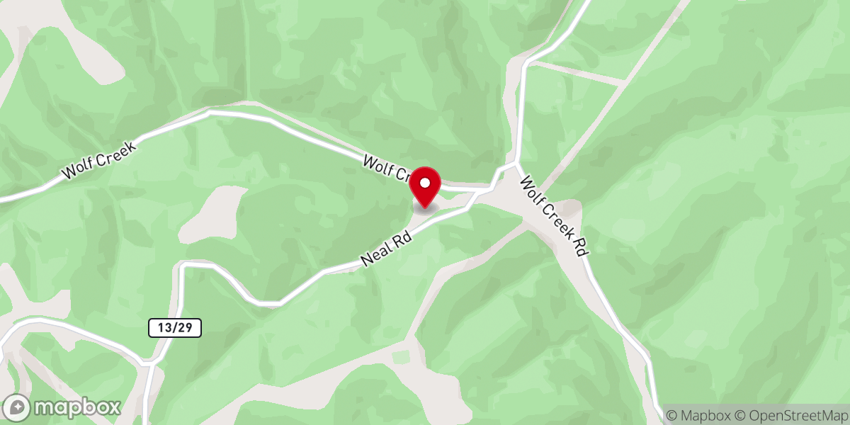 Map showing location of Wolf Valley Baptist Church