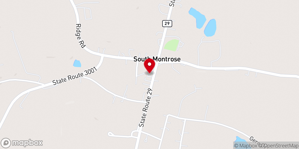 Map showing location of South Montrose Community Church