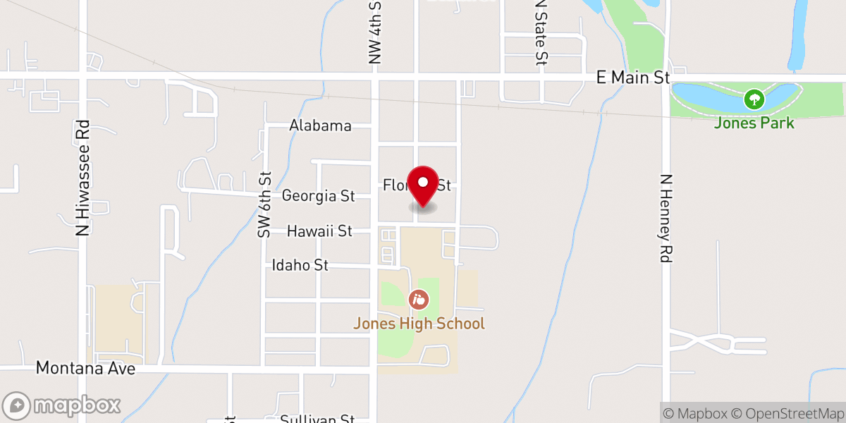 Map showing location of First Baptist Church of Jones, OK