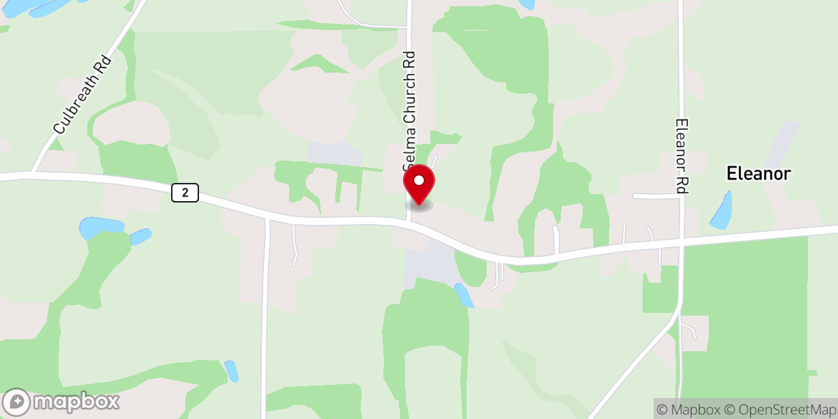 Map showing location of Selma Church