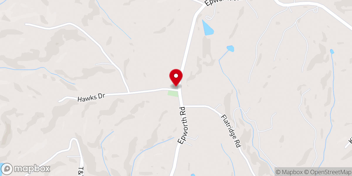 Map showing location of Flat Ridge Church