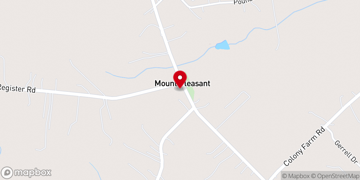 Map showing location of Mount Pleasant Baptist Church