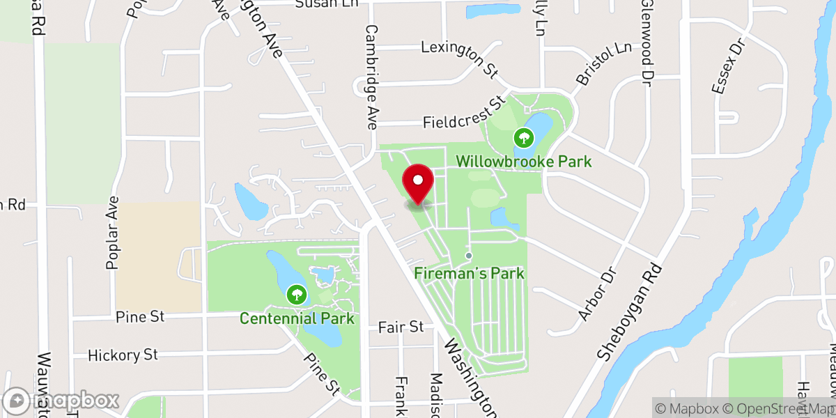 Map showing location of Ozaukee County Fairgrounds