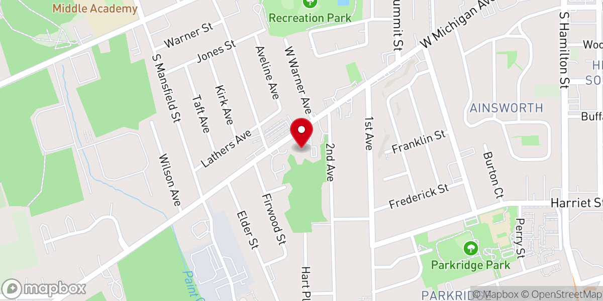 Map showing location of Brown Chapel AME Church