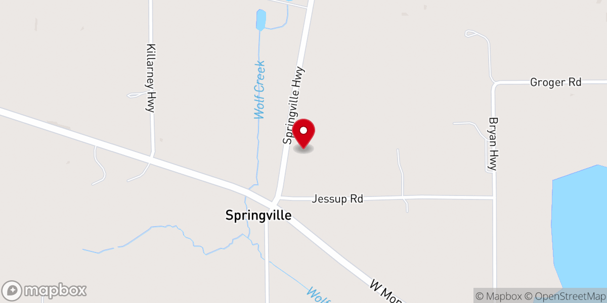 Map showing location of Springville United Methodist