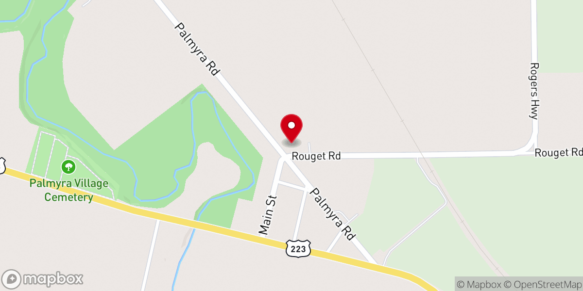 Map showing location of Palmyra Presbyterian Church - Michigan State Historical Site