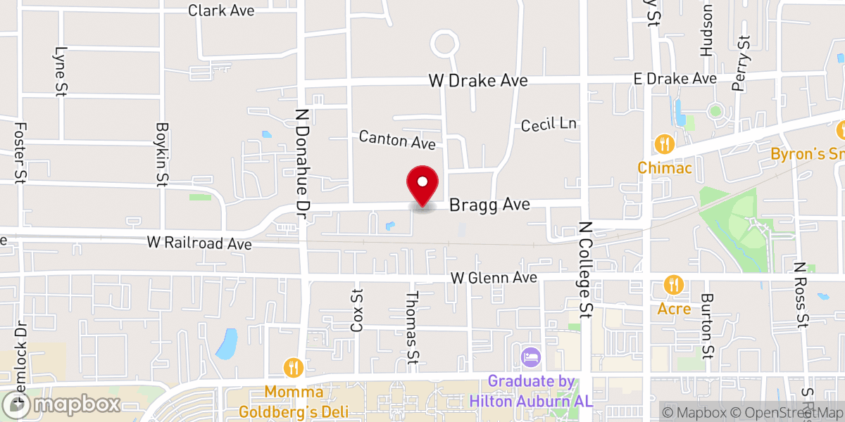Map showing location of Bragg Avenue Church of Christ