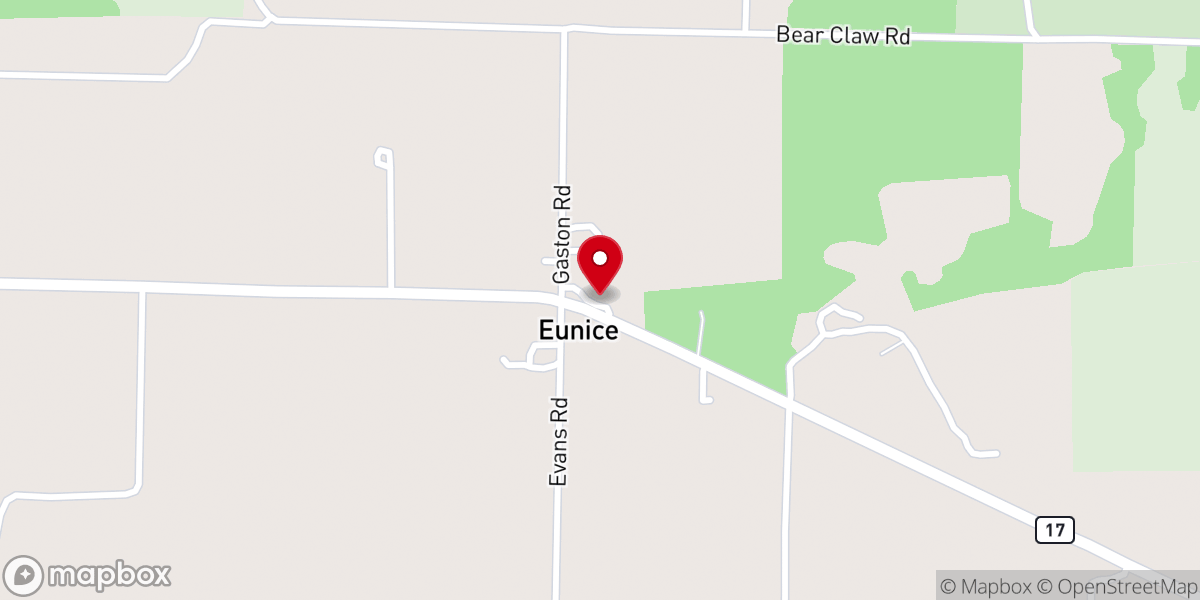 Map showing location of Eunice Baptist Church