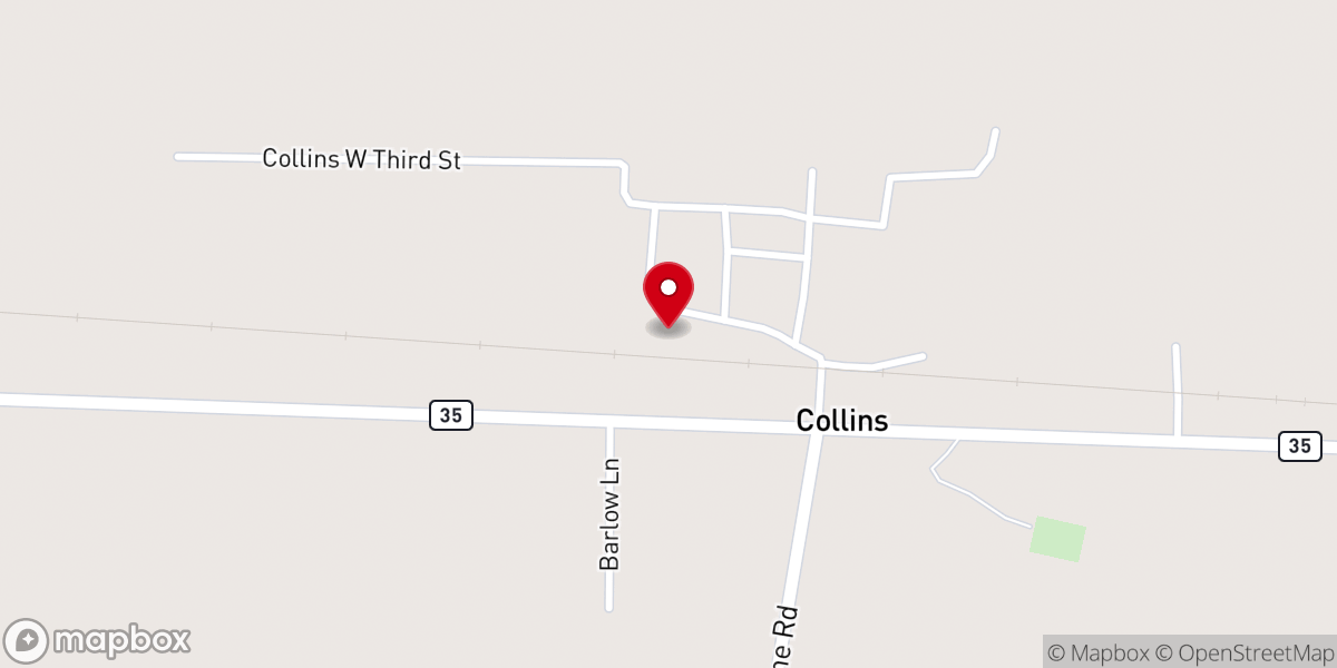 Map showing location of Collins Missionary Baptist Church