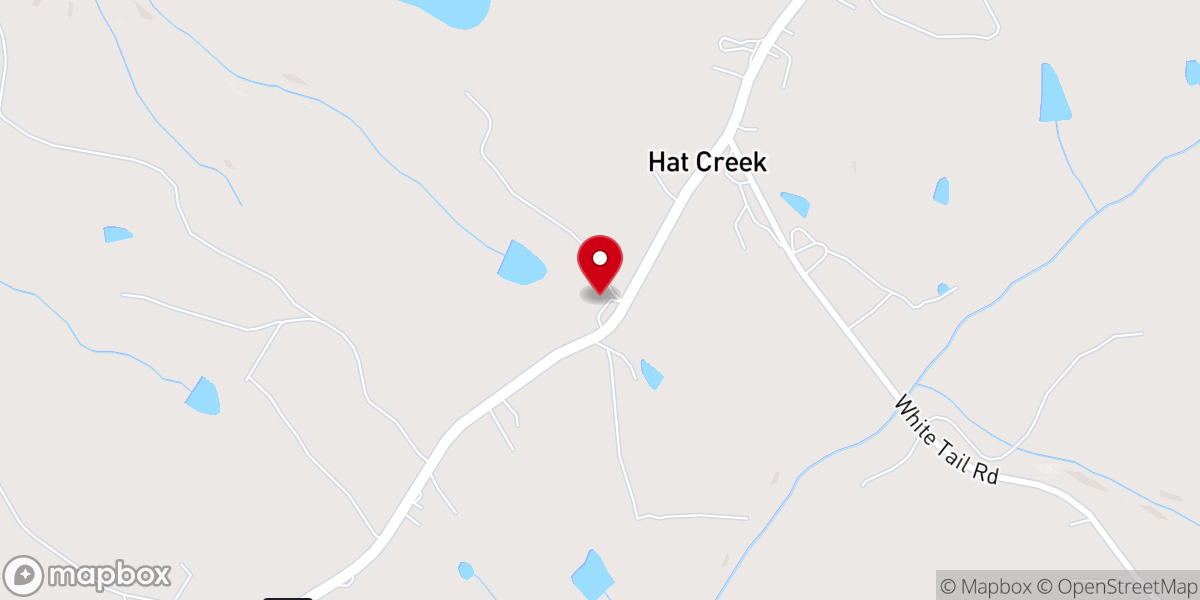 Map showing location of Hat Creek Presbyterian Church