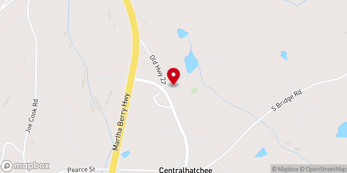 Map showing location of Centralhatchee Independent Methodist Church