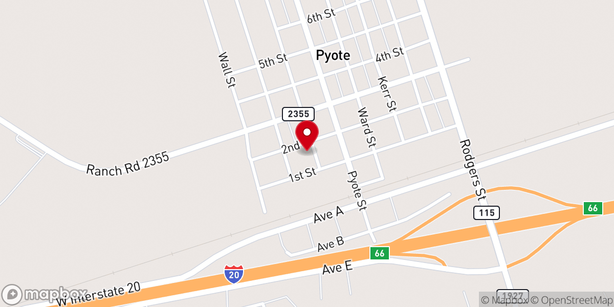 Map showing location of Pyote Community Church